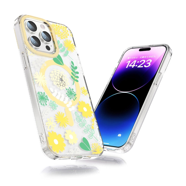 For iPhone 14 MagSafe Magnetic TPU Phone Case(Yellow Chrysanthemum) - iPhone 14 Cases by buy2fix | Online Shopping UK | buy2fix