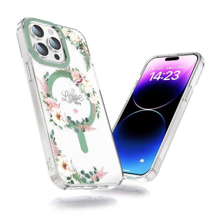 For iPhone 11 Pro Max MagSafe Magnetic TPU Phone Case(White Pink Rose) - iPhone 11 Pro Max Cases by buy2fix | Online Shopping UK | buy2fix