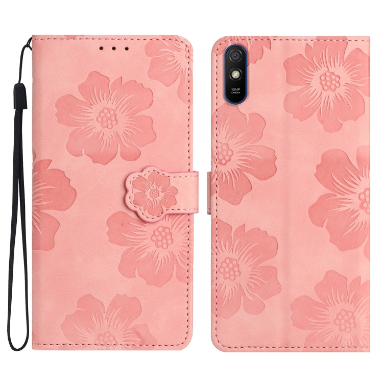 For Xiaomi Redmi 9A Flower Embossing Pattern Leather Phone Case(Pink) - Xiaomi Cases by buy2fix | Online Shopping UK | buy2fix