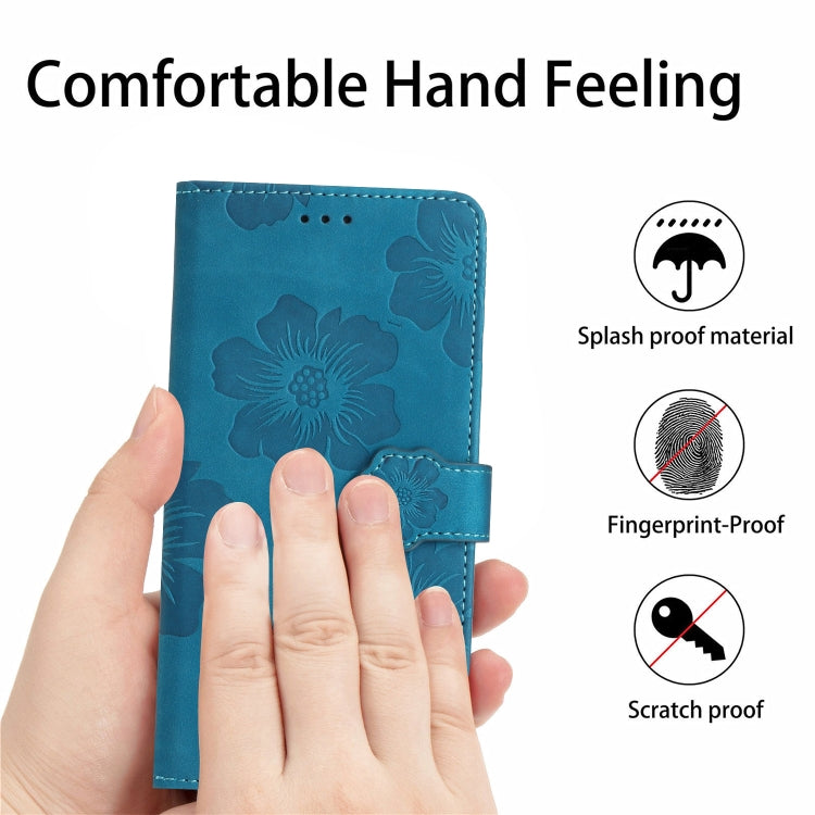 For Xiaomi Redmi 10C Flower Embossing Pattern Leather Phone Case(Blue) - Xiaomi Cases by buy2fix | Online Shopping UK | buy2fix