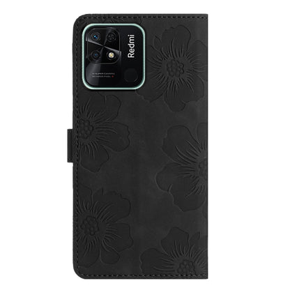 For Xiaomi Redmi 10C Flower Embossing Pattern Leather Phone Case(Black) - Xiaomi Cases by buy2fix | Online Shopping UK | buy2fix