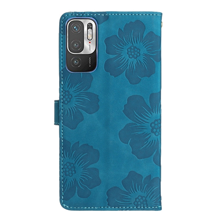 For Xiaomi Redmi Note 10 5G Flower Embossing Pattern Leather Phone Case(Blue) - Xiaomi Cases by buy2fix | Online Shopping UK | buy2fix