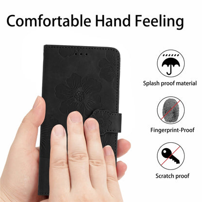 For Xiaomi Redmi Note 11 4G Global / Note 11S Flower Embossing Pattern Leather Phone Case(Black) - Xiaomi Cases by buy2fix | Online Shopping UK | buy2fix