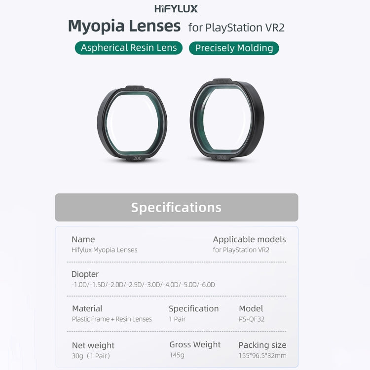 For PlayStation VR2 Hifylux Myopia Glasses Aspherical Resin Lens(-6.0D) - VR Accessories by Sunnylife | Online Shopping UK | buy2fix