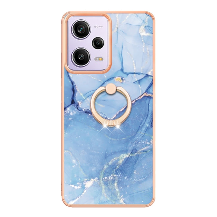 For Xiaomi Redmi Note 12 Pro 5G Global Electroplating Marble Dual-side IMD Phone Case with Ring(Blue 018) - Note 12 Pro Cases by buy2fix | Online Shopping UK | buy2fix