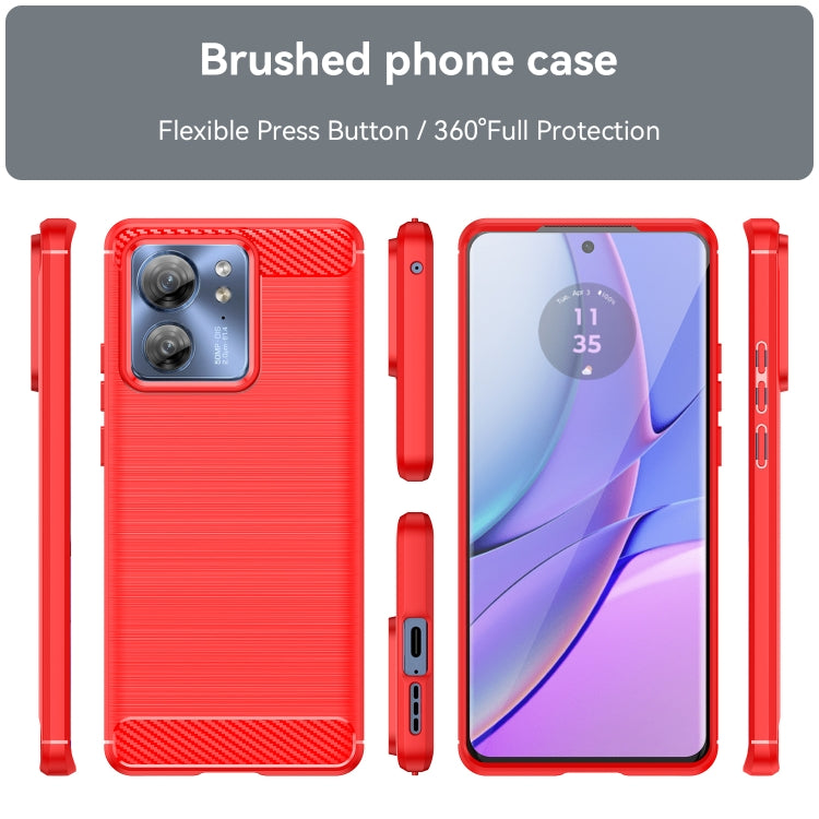 For Motorola Edge 40 Brushed Texture Carbon Fiber TPU Phone Case(Red) - Motorola Cases by buy2fix | Online Shopping UK | buy2fix