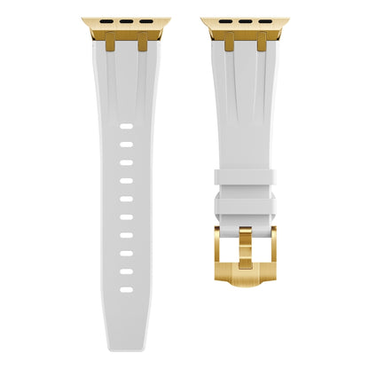 AP Silicone Watch Band For Apple Watch 3 42mm(Gold White) - Watch Bands by buy2fix | Online Shopping UK | buy2fix