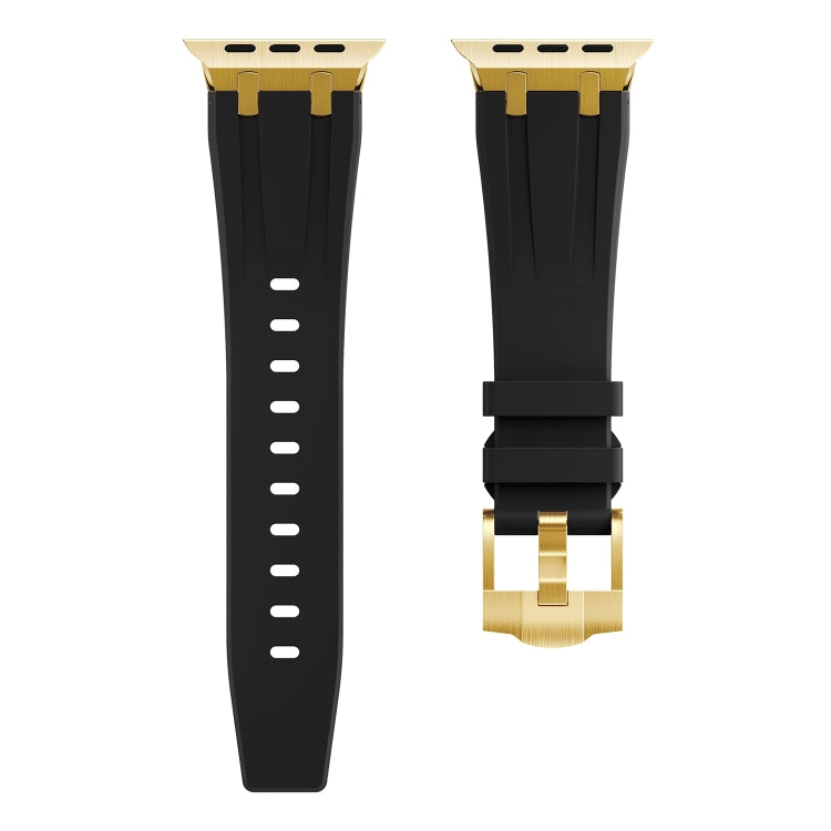 AP Silicone Watch Band For Apple Watch SE 2023 44mm(Gold Black) - Watch Bands by buy2fix | Online Shopping UK | buy2fix