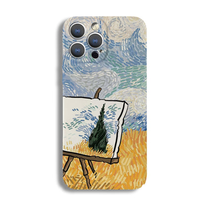 For iPhone 14 Precise Hole Oil Painting Pattern PC Phone Case(Landscape Painting) - iPhone 14 Cases by buy2fix | Online Shopping UK | buy2fix