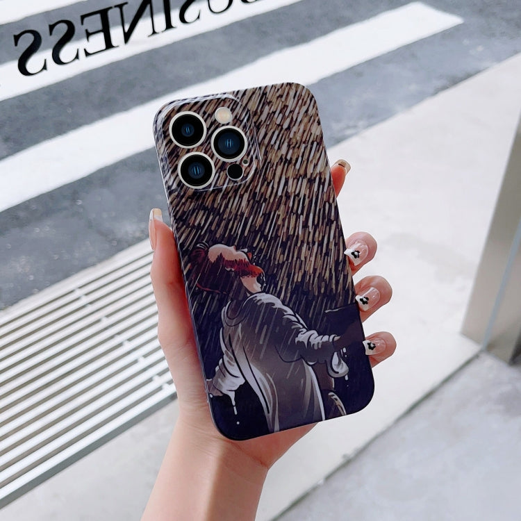 For iPhone 12 Pro Max Precise Hole Oil Painting Pattern PC Phone Case(Rain) - iPhone 12 Pro Max Cases by buy2fix | Online Shopping UK | buy2fix