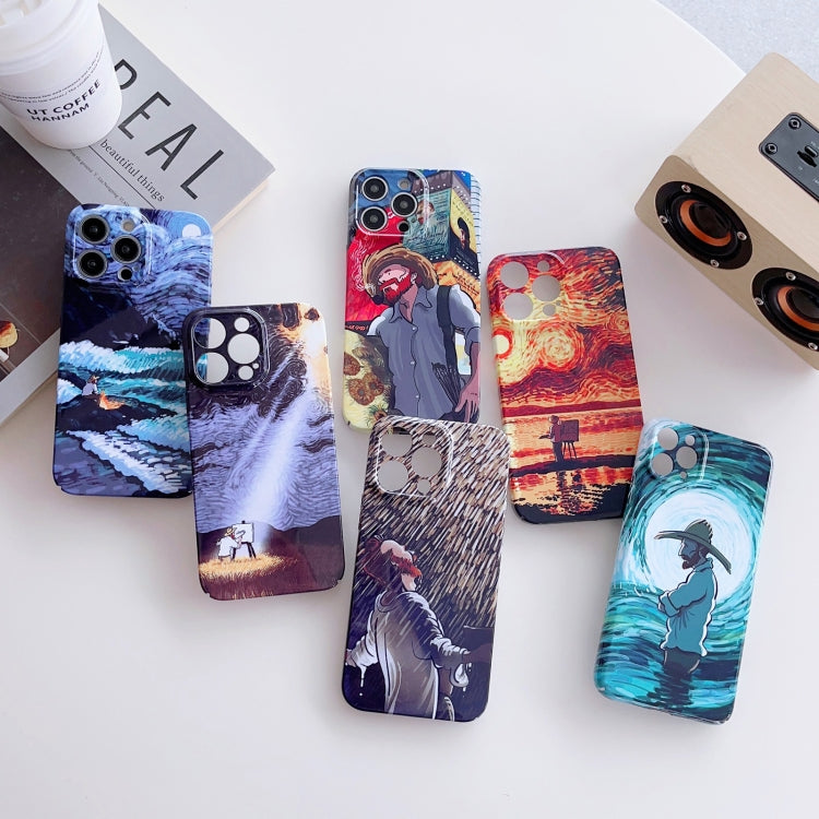 For iPhone X / XS Precise Hole Oil Painting Pattern PC Phone Case(Sea Wave) - More iPhone Cases by buy2fix | Online Shopping UK | buy2fix