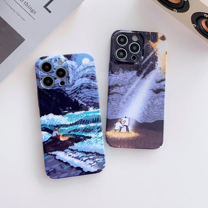 For iPhone 12 Pro Precise Hole Oil Painting Pattern PC Phone Case(Shine) - iPhone 12 / 12 Pro Cases by buy2fix | Online Shopping UK | buy2fix