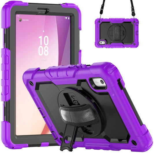 For Lenovo Tab M9 Silicone Hybrid PC Tablet Case with Shoulder Strap(Purple) - For Lenovo by buy2fix | Online Shopping UK | buy2fix