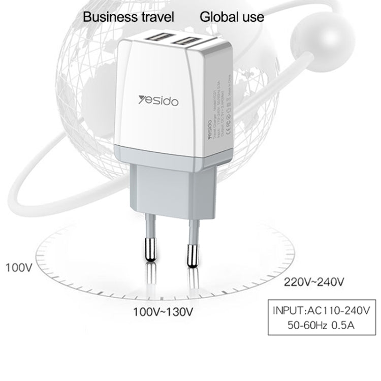 Yesido YC-21 USB Dual Port Travel Fast Charger(EU Plug) - USB Charger by Yesido | Online Shopping UK | buy2fix