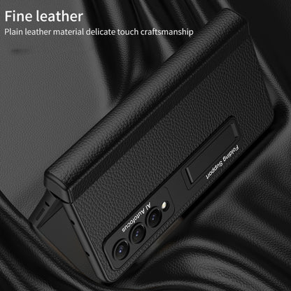 For Samsung Galaxy Z Fold4 GKK Integrated Fold Hinge Leather Phone Case with Holder(Black) - Galaxy Z Fold4 5G Cases by GKK | Online Shopping UK | buy2fix