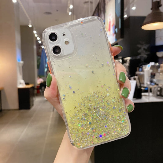 For iPhone 11 Starry Gradient Glitter Powder TPU Phone Case(Yellow) - iPhone 11 Cases by buy2fix | Online Shopping UK | buy2fix