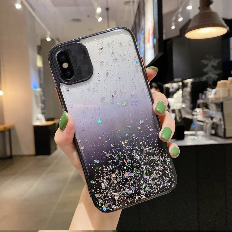 For iPhone XS / X Starry Gradient Glitter Powder TPU Phone Case(Black) - More iPhone Cases by buy2fix | Online Shopping UK | buy2fix