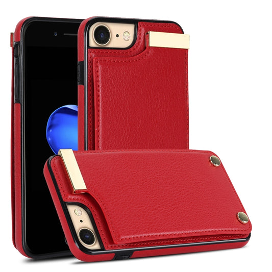 For iPhone SE 2022 / 2020 / 8 / 7 Metal Buckle Card Slots Phone Case(Red) - iPhone SE 2022 / 2020 / 8 / 7 Cases by buy2fix | Online Shopping UK | buy2fix