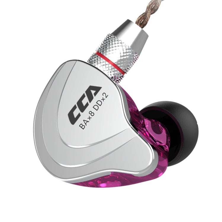 CCA CCA-C10 3.5mm Gold Plated Plug Ten Unit Hybrid Wire-controlled In-ear Earphone, Type:without Mic(Streamer Purple) - In Ear Wired Earphone by CCA | Online Shopping UK | buy2fix