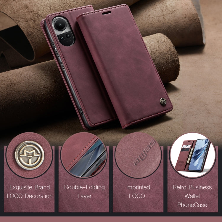 For OPPO Reno10 5G Global／Reno10 Pro Global CaseMe 013 Multifunctional Horizontal Flip Leather Phone Case(Wine Red) - OPPO Cases by CaseMe | Online Shopping UK | buy2fix