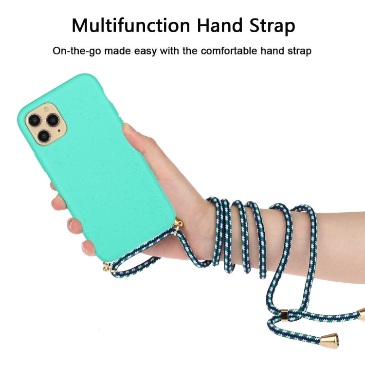 For iPhone 15 Pro Wheat Straw Material + TPU Phone Case with Lanyard(Green) - iPhone 15 Pro Cases by buy2fix | Online Shopping UK | buy2fix