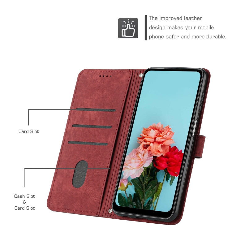 For Infinix Note 30 Pro Skin Feel Stripe Pattern Leather Phone Case with Lanyard(Red) - Infinix Cases by buy2fix | Online Shopping UK | buy2fix