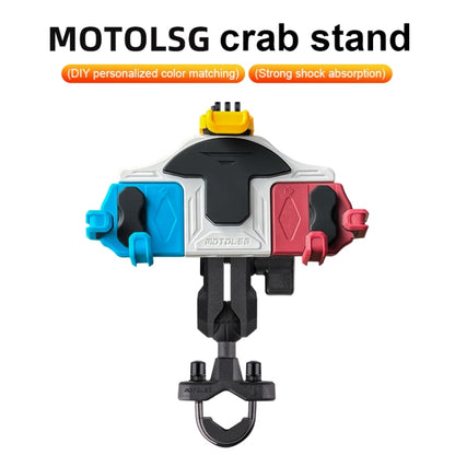 MOTOSLG Crab Motorcycle Phone Clamp Bracket U-Type Headbar Mount with Anti-theft Lock(Yellow Blue White) - Holder by MOTOLSG | Online Shopping UK | buy2fix