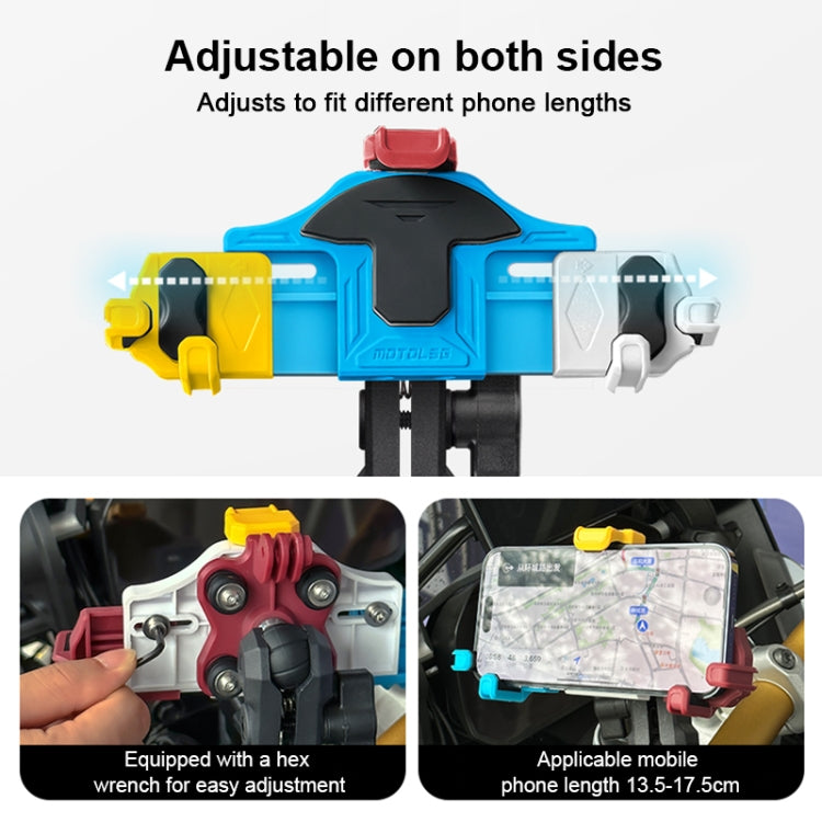 MOTOSLG Crab Motorcycle Phone Clamp Bracket L-Type Rear Mirror Mount(Blue White Red) - Holder by MOTOLSG | Online Shopping UK | buy2fix