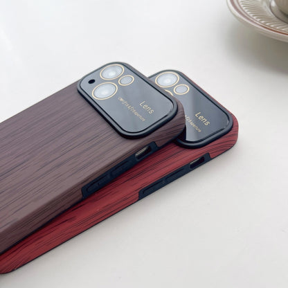 For iPhone 11 Wood Grain TPU Phone Case with Lens Film(Brown) - iPhone 11 Cases by buy2fix | Online Shopping UK | buy2fix