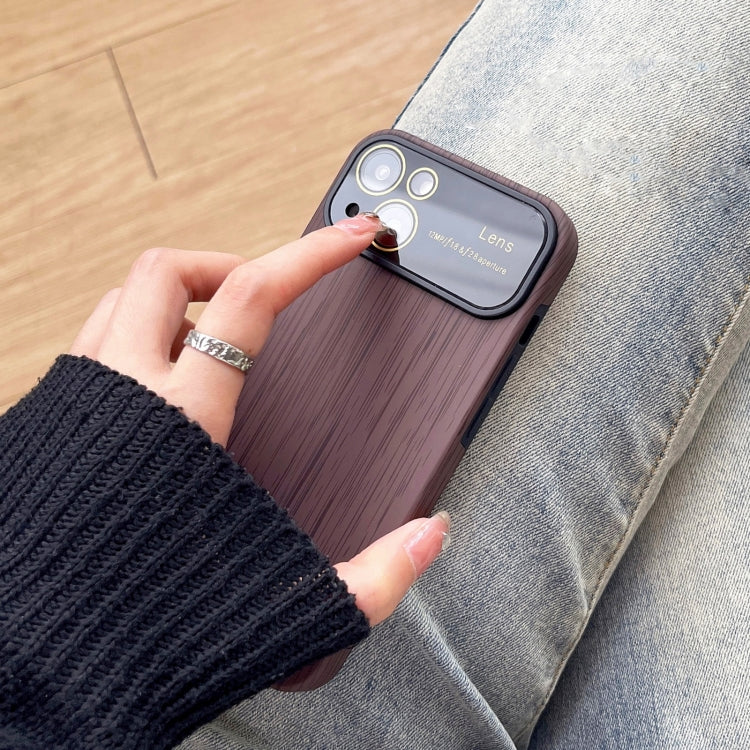 For iPhone 11 Pro Max Wood Grain TPU Phone Case with Lens Film(Khaki) - iPhone 11 Pro Max Cases by buy2fix | Online Shopping UK | buy2fix