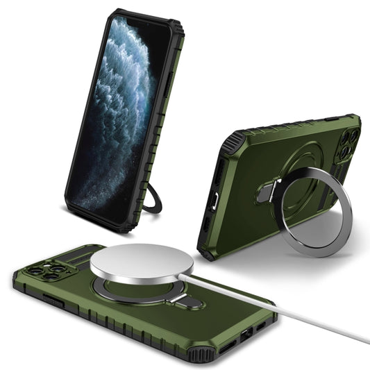 For iPhone 11 Pro Max MagSafe Magnetic Holder Phone Case(Green) - iPhone 11 Pro Max Cases by buy2fix | Online Shopping UK | buy2fix
