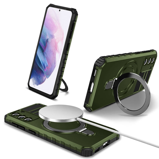 For Samsung Galaxy S21 5G MagSafe Magnetic Holder Phone Case(Green) - Galaxy S21 5G Cases by buy2fix | Online Shopping UK | buy2fix