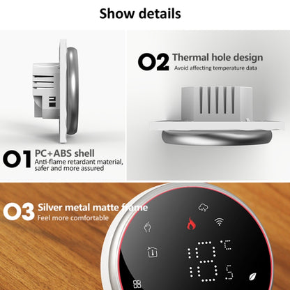 BHT-6001GCLW 95-240V AC 5A Smart Round Thermostat Boiler Heating LED Thermostat With WiFi(Black) - Thermostat & Thermometer by buy2fix | Online Shopping UK | buy2fix