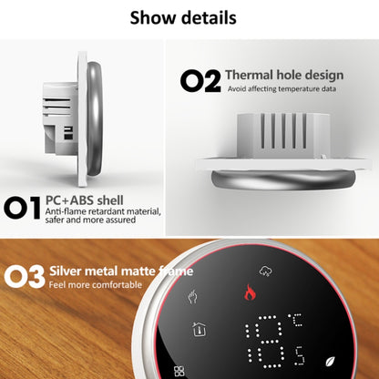 BHT-6001GCL 95-240V AC 5A Smart Round Thermostat Boiler Heating LED Thermostat Without WiFi(White) - Thermostat & Thermometer by buy2fix | Online Shopping UK | buy2fix
