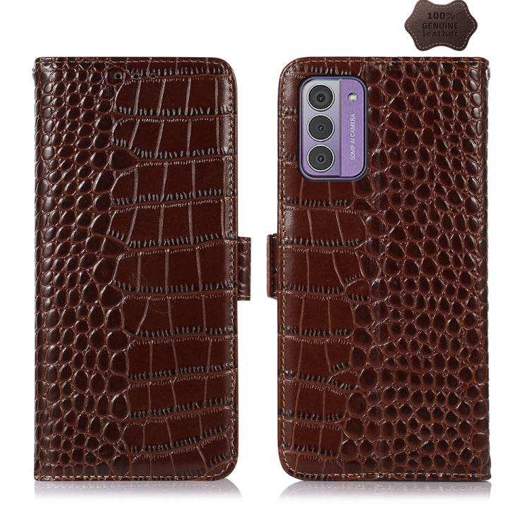 For Nokia G42 5G Crocodile Top Layer Cowhide Leather Phone Case(Brown) - Nokia Cases by buy2fix | Online Shopping UK | buy2fix