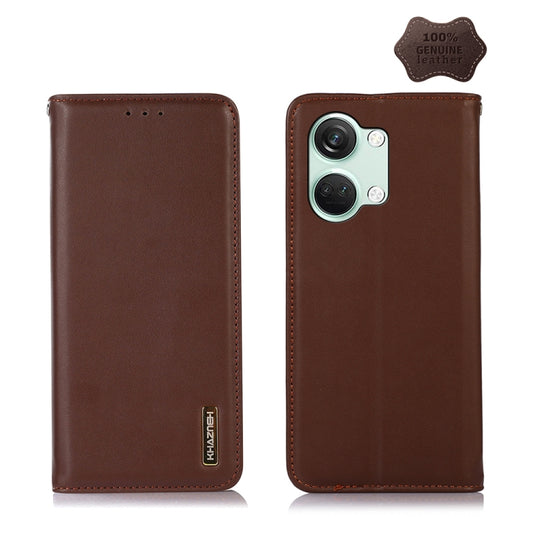 For OnePlus Nord 3 / Ace 2V KHAZNEH Nappa Top Layer Cowhide Leather Phone Case(Brown) - OnePlus Cases by buy2fix | Online Shopping UK | buy2fix