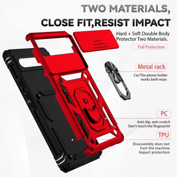 For Google Pixel 6a Sliding Camshield Holder Phone Case(Red) - Google Cases by buy2fix | Online Shopping UK | buy2fix