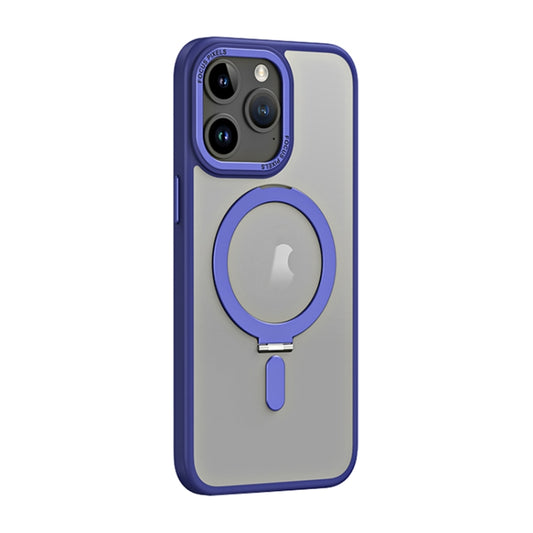 For iPhone 15 Pro Max Skin Feel MagSafe Shockproof Phone Case with Holder(Dark Blue) - iPhone 15 Pro Max Cases by buy2fix | Online Shopping UK | buy2fix