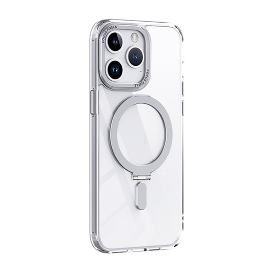 For iPhone 15 Pro Skin Feel MagSafe Shockproof Phone Case with Holder(White) - iPhone 15 Pro Cases by buy2fix | Online Shopping UK | buy2fix
