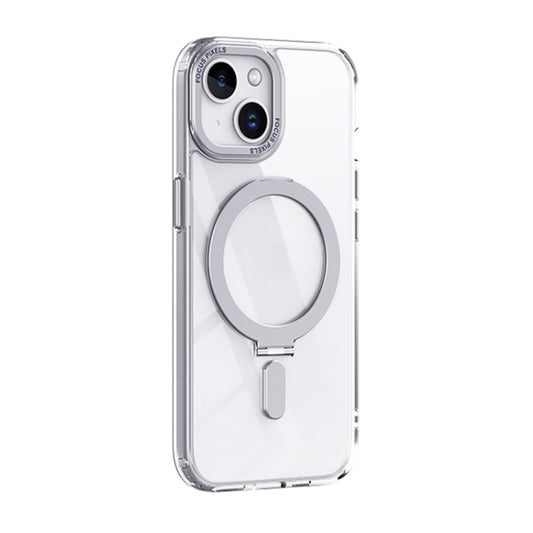 For iPhone 15 Skin Feel MagSafe Shockproof Phone Case with Holder(White) - iPhone 15 Cases by buy2fix | Online Shopping UK | buy2fix