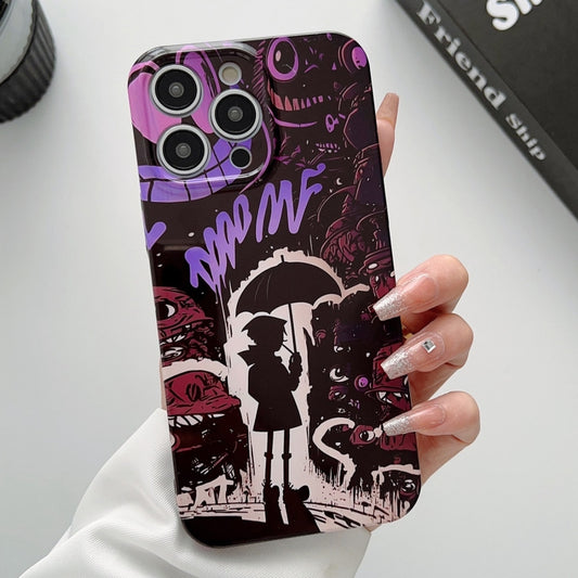 For iPhone 11 Pro Max Painted Pattern Precise Hole PC Phone Case(Black Purple Umbrella Boy) - iPhone 11 Pro Max Cases by buy2fix | Online Shopping UK | buy2fix