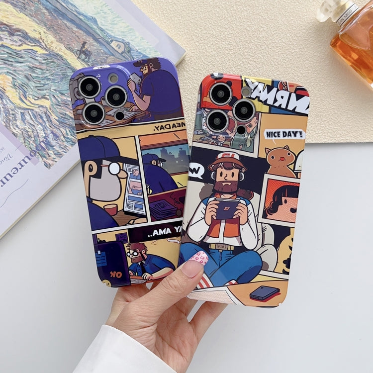 For iPhone 14 Painted Pattern Precise Hole PC Phone Case(Comics Umbrella Boy) - iPhone 14 Cases by buy2fix | Online Shopping UK | buy2fix