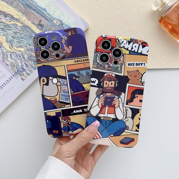 For iPhone 14 Pro Painted Pattern Precise Hole PC Phone Case(Working Uncle) - iPhone 14 Pro Cases by buy2fix | Online Shopping UK | buy2fix