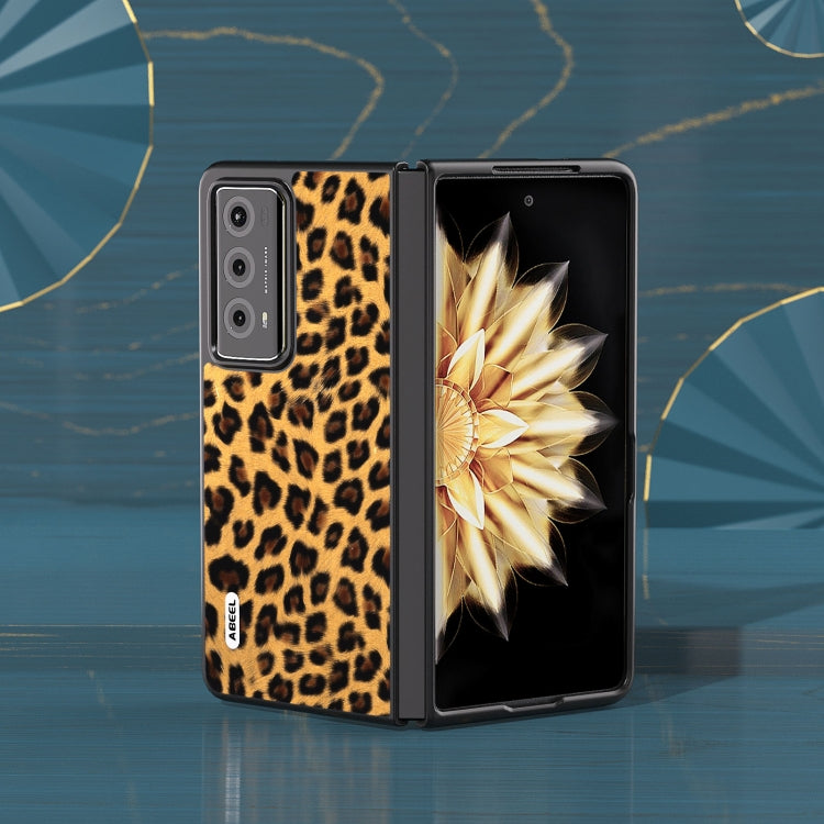 For Honor Magic V2 ABEEL Black Edge Leopard Phone Case(Golden) - Honor Cases by buy2fix | Online Shopping UK | buy2fix