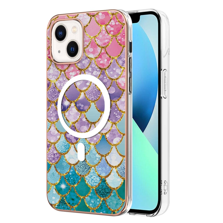 For iPhone 15 Marble Pattern Dual-side IMD Magsafe TPU Phone Case(Colorful Scales) - iPhone 15 Cases by buy2fix | Online Shopping UK | buy2fix