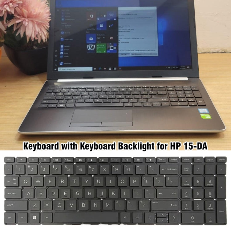 For HP 15-DA?/ 15-DB US Version Laptop Backlight Keyboard - HP Spare Parts by buy2fix | Online Shopping UK | buy2fix