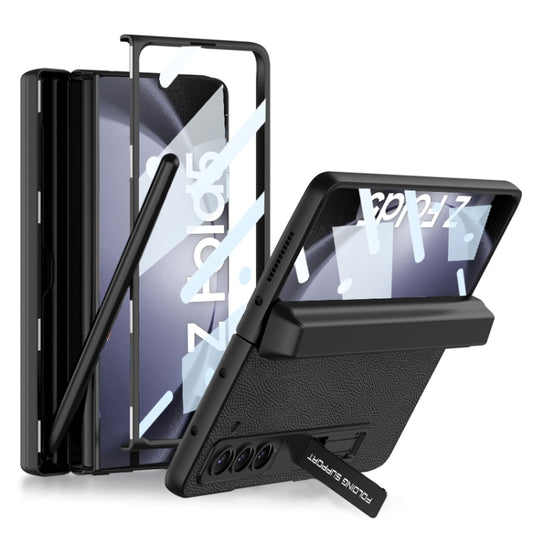 For Samsung Galaxy Z Fold5 GKK Magnetic Flip Plain Leather Phone Case with Pen Box(Black) - Galaxy Z Fold5 Cases by GKK | Online Shopping UK | buy2fix