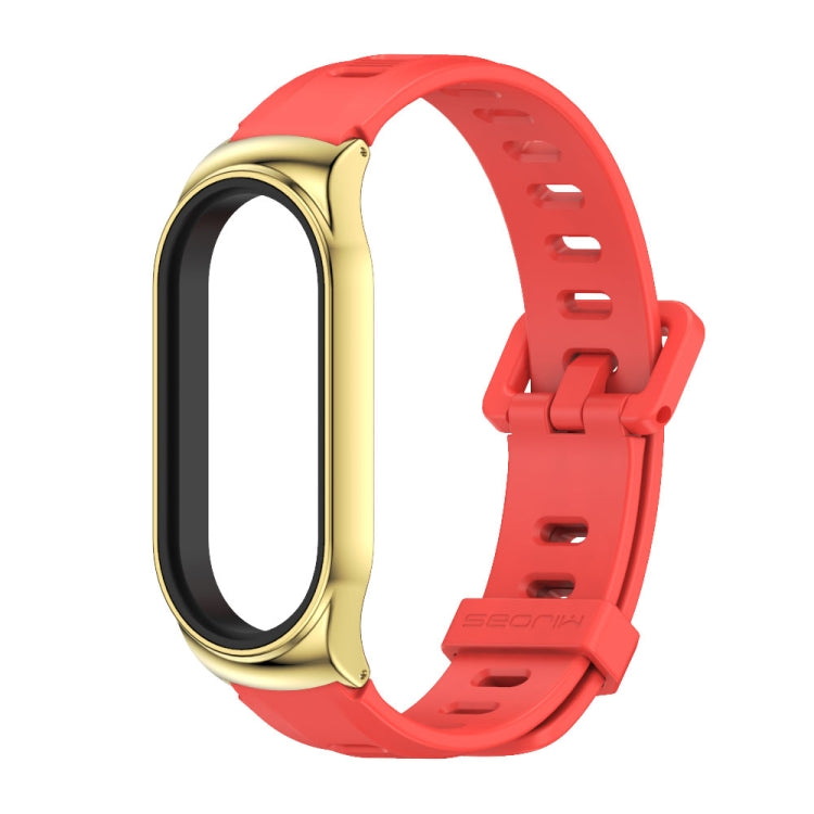 For Xiaomi Mi Band 8 Mijobs CS Case Flat Hole Silicone Watch Band(Red Gold) - Watch Bands by MIJOBS | Online Shopping UK | buy2fix