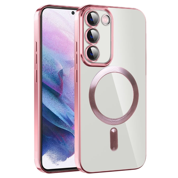 For Samsung Galaxy S21+ 5G CD Texture Plating TPU MagSafe Phone Case with Lens Film(Pink) - Galaxy S21+ 5G Cases by buy2fix | Online Shopping UK | buy2fix