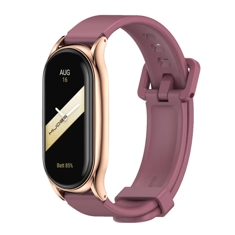 For Xiaomi Mi Band 8 Mijobs Plus Case Silicone Watch Band(Wine Red Rose Gold) - Watch Bands by MIJOBS | Online Shopping UK | buy2fix